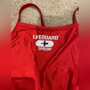 Speedo Women’s Flyback Red Lifeguard One Piece